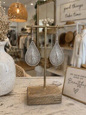 Silver-Tone Filigree Teardrop Earrings | Lightweight & Elegant